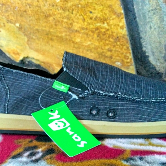 Mens Sanuk Vagabond Grain Slun Size 10 Black NWT - Picture 4 of 6